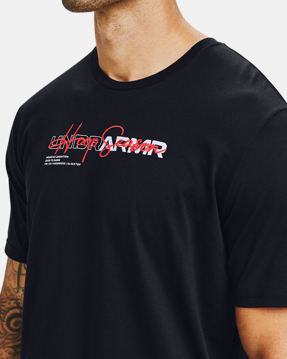Men's UA UNDR ARMR Wordmark T-Shirt in Black image number 2